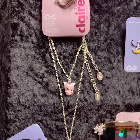 Claire's Girls Unicorn Headband Sunglasses Jewelry Set & Hypoallergenic Earrings - Picture 2 of 11